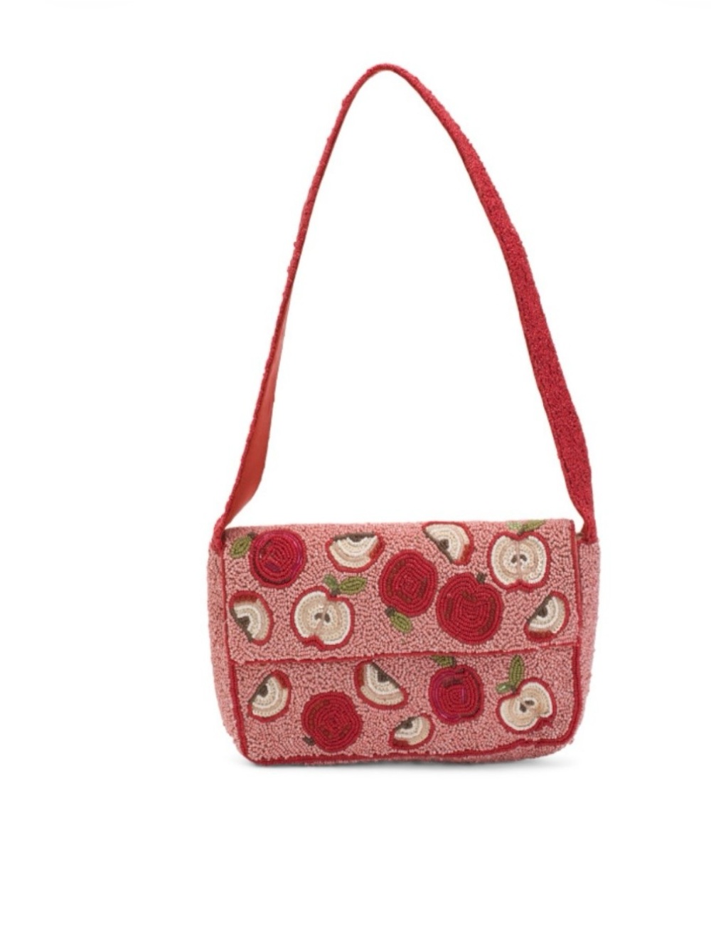 Red Beaded Apple Shoulder Bag